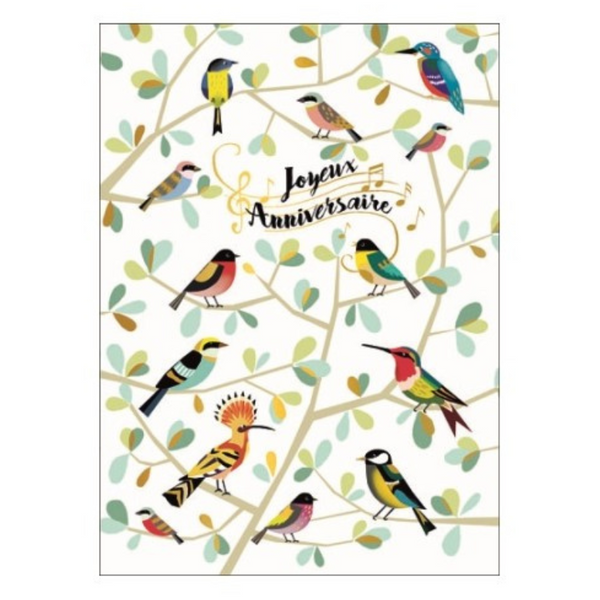 Carte de Vœux - Format A4 - Joyeux Anniversaire Oiseaux