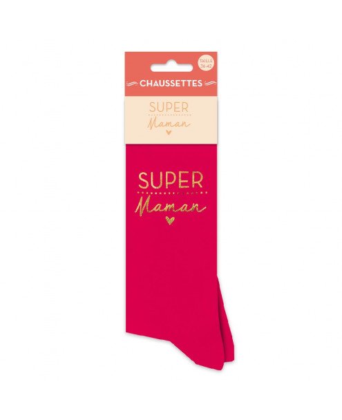 Chaussettes Taille 36-42 - Super Maman (Rouge)