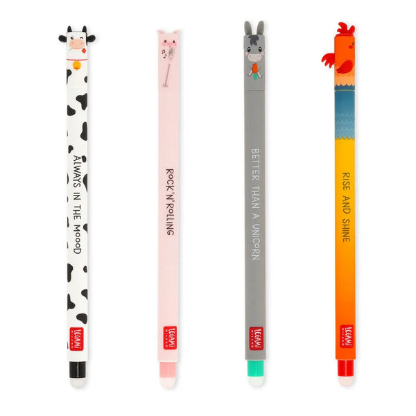 Set de 4 Stylos à Encre Gel Effaçable - FARM SWEET FARM
